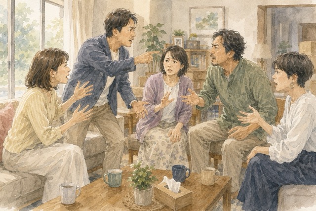 相続問題で口論する遺族