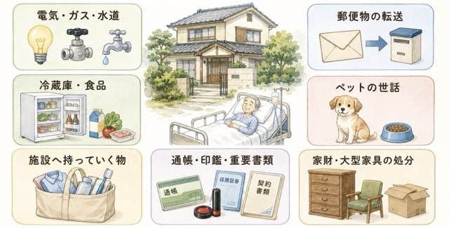住人がいなくなった時にスムーズに生活を止める段取りの解説図